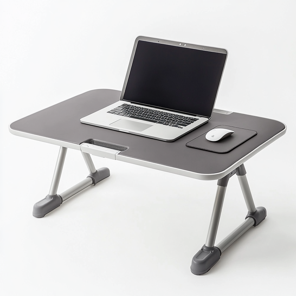 Kldxw Adjustable Laptop Bed Stand - Tilting Top with Cooling Fan - Ergonomic Height Foldable Table for Bed & Sofa - Portable Workstation - Space Grey