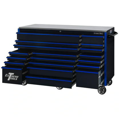 Extreme Tools RX250 Series 72-in x 30-in Roller Cabinet 19-Drawer 250 lb Drawer Slides