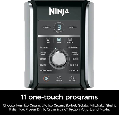 Ninja NC301 CREAMi Ice Cream Maker, for Gelato, Mix-ins, Milkshakes, Sorbet, Smoothie Bowls & More, 7 One-Touch Programs, with (2) Pint Containers & Lids, Compact Size, Perfect for Kids, Silver
