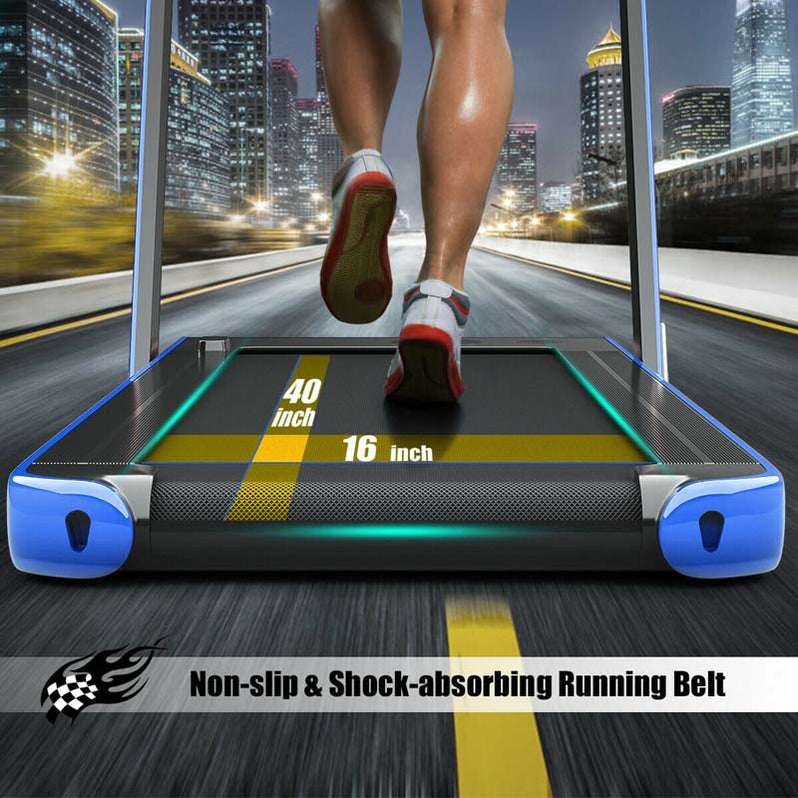 2 in 1 Folding Treadmill, 2.25HP Under Desk Electric Treadmill, Portable Walking Running Machine with Dual Display & Smart App Control