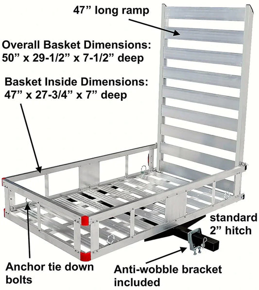 80779 Aluminum Hitch Mount Cargo Carrier with 47 Long Ramp, 1 Pack