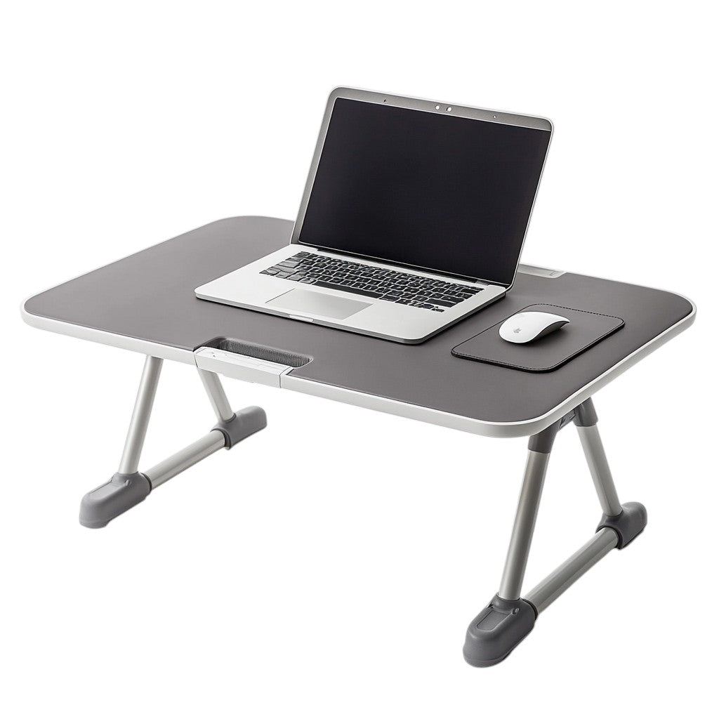 Kldxw Adjustable Laptop Bed Stand - Tilting Top with Cooling Fan - Ergonomic Height Foldable Table for Bed & Sofa - Portable Workstation - Space Grey