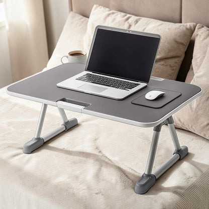 Kldxw Adjustable Laptop Bed Stand - Tilting Top with Cooling Fan - Ergonomic Height Foldable Table for Bed & Sofa - Portable Workstation - Space Grey