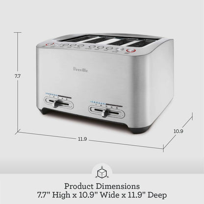 Breville Die-Cast Smart Toaster, 2-Slice, Brushed Stainless Steel