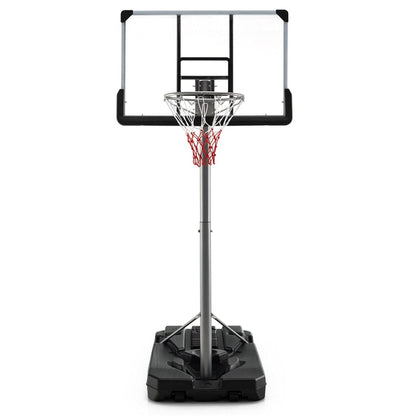 Portable Outdoor Basketball Hoop 64''-79'' Adjustable Poolside Basketball Goal System with 44" Backboard Wheeled Fillable Base