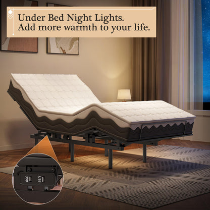 Adjustable Bed Frame -Wireless Remote -Memory Function -Adjustable Bed Base -Head and Foot Lift Incline -Zero Gravity -Quiet Motorfor Lying Down, Reading, Watching TV,Fatigue,BackacheTwin