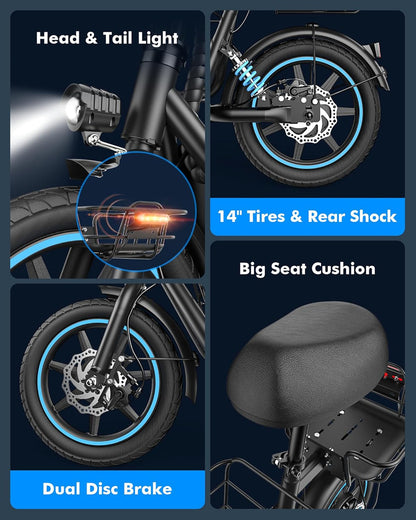 Electric Scooter with Large Basket, 550W Motor