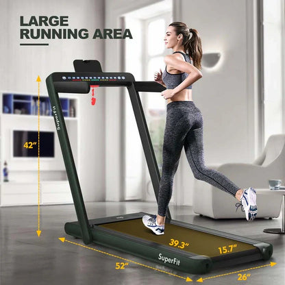 2 in 1 Folding Treadmill, 2.25HP Under Desk Electric Treadmill, Portable Walking Running Machine with Dual Display & Smart App Control