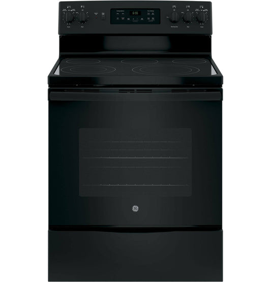 GE 30 Freestanding Electric Range, Black Dual-Element Cooktop, Convection Oven, Self-Cleaning