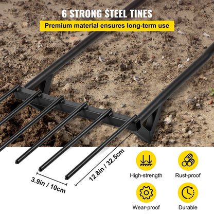 Premium 46-Inch Hand Tiller Broad Fork Tool For Gardening Cultivating